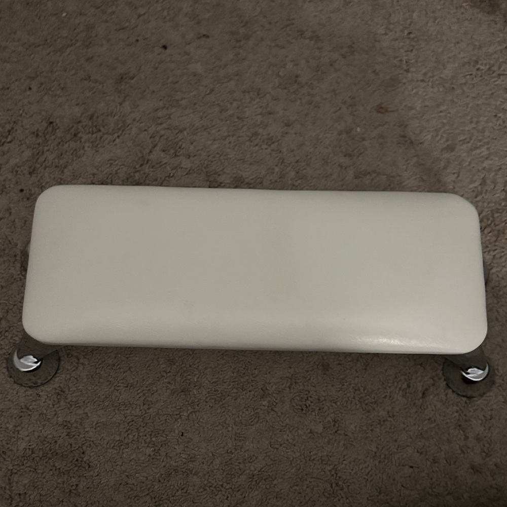 White Bench with Chrome Legs